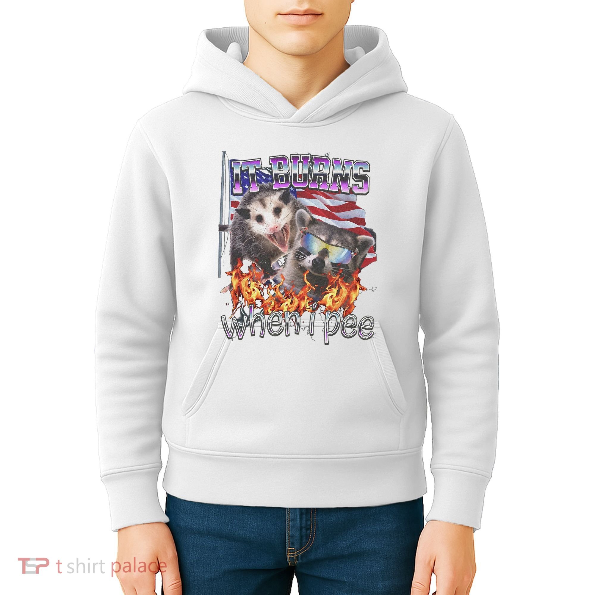 It Burns When I Pee Possum Raccoon Funny Kids Hoodie
