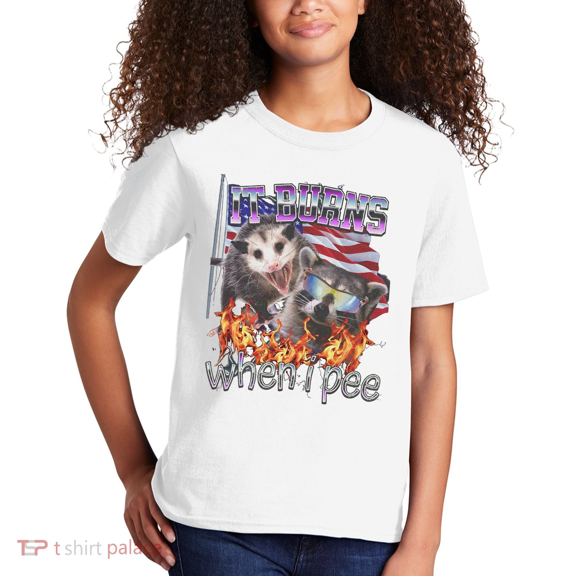 It Burns When I Pee Possum Raccoon Funny Kids T-Shirt