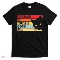 Introverted But Willing To Discuss Cats Vintage Cat Lover T-Shirt thumb 0