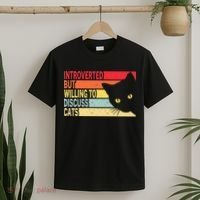 Introverted But Willing To Discuss Cats Vintage Cat Lover T-Shirt thumb 2