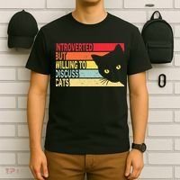 Introverted But Willing To Discuss Cats Vintage Cat Lover T-Shirt thumb 6