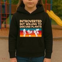 Introverted But Willing To Discuss Plants For Introverts Kids Hoodie thumb 3