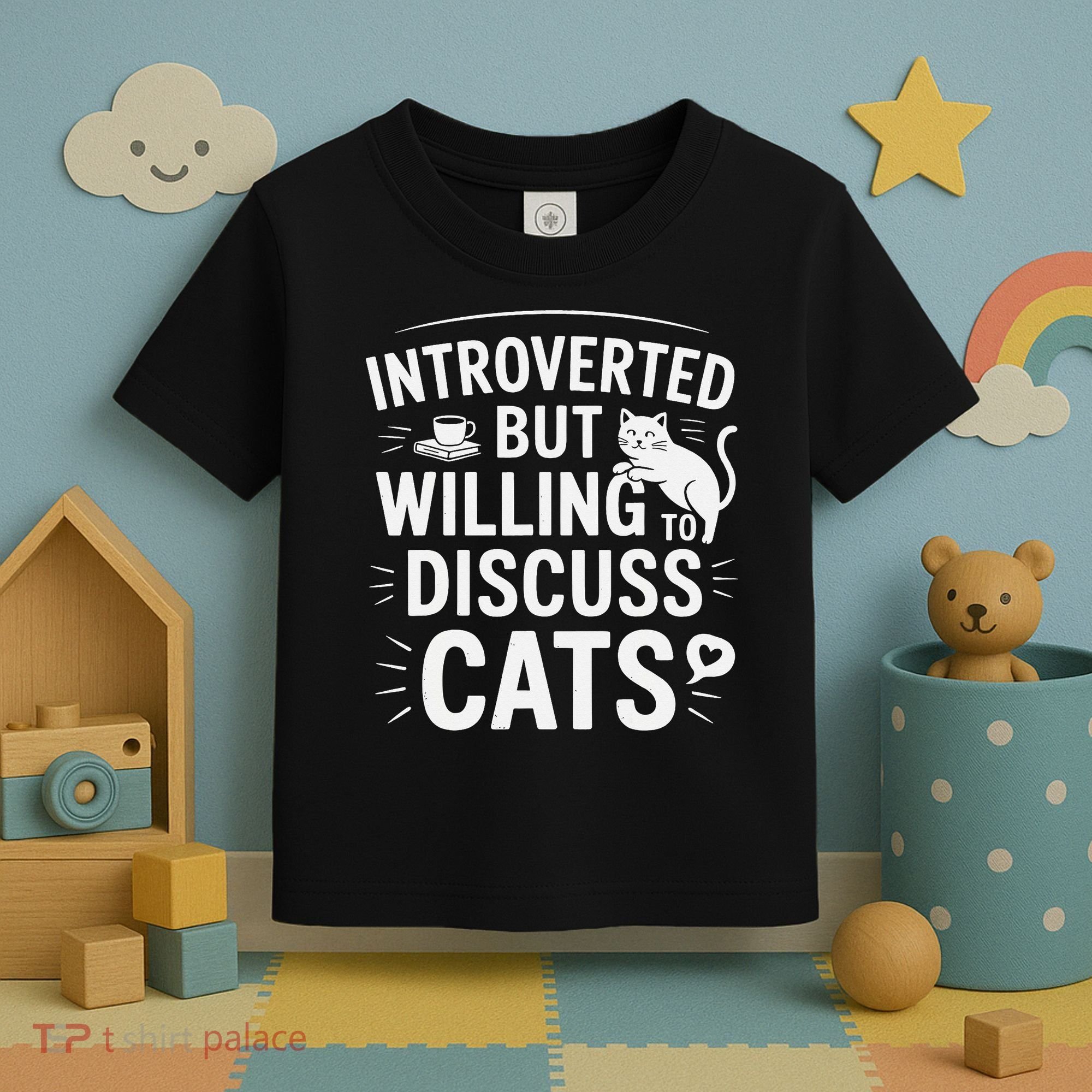 Introverted But Willing To Discuss Cats Funny Quote Toddler T-Shirt
