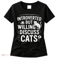 Introverted But Willing To Discuss Cats Funny Quote Women's T-Shirt thumb 0