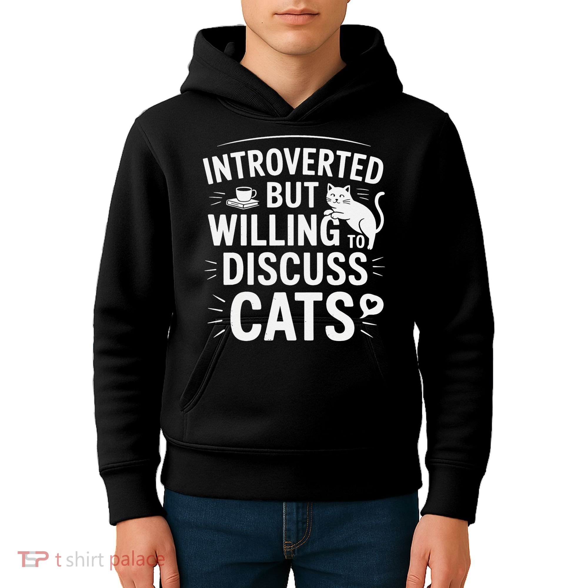 Introverted But Willing To Discuss Cats Funny Quote Kids Hoodie