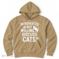 Introverted But Willing To Discuss Cats Funny Quote Hoodie thumb 0