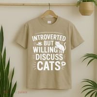 Introverted But Willing To Discuss Cats Funny Quote T-Shirt thumb 2
