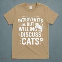 Introverted But Willing To Discuss Cats Funny Quote T-Shirt thumb 5