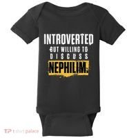 Introverted But Willing To Discuss Nephilim Introvert Quote Gift Baby Bodysuit thumb 0