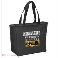 Introverted But Willing To Discuss Nephilim Introvert Quote Gift Tote Bag thumb 2