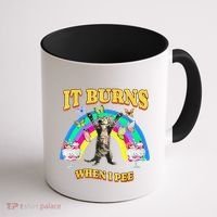 It Burns When I Pee Funny Cat Meme Rainbow Saying Sarcastic Coffee Mug thumb 1