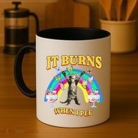 It Burns When I Pee Funny Cat Meme Rainbow Saying Sarcastic Coffee Mug thumb 4