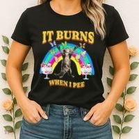It Burns When I Pee Funny Cat Meme Rainbow Saying Sarcastic Women's T-Shirt thumb 2
