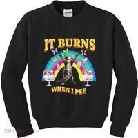 It Burns When I Pee Funny Cat Meme Rainbow Saying Sarcastic Kids Sweatshirt thumb 0