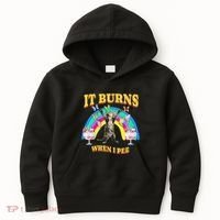 It Burns When I Pee Funny Cat Meme Rainbow Saying Sarcastic Kids Hoodie thumb 0