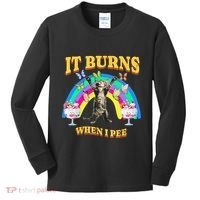 It Burns When I Pee Funny Cat Meme Rainbow Saying Sarcastic Kids Long Sleeve Shirt thumb 0