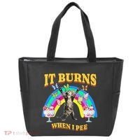 It Burns When I Pee Funny Cat Meme Rainbow Saying Sarcastic Tote Bag thumb 0
