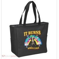 It Burns When I Pee Funny Cat Meme Rainbow Saying Sarcastic Tote Bag thumb 2