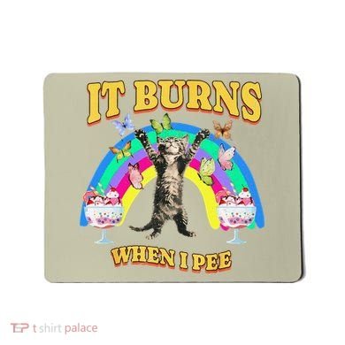 It Burns When I Pee Funny Cat Meme Rainbow Saying Sarcastic Mousepad