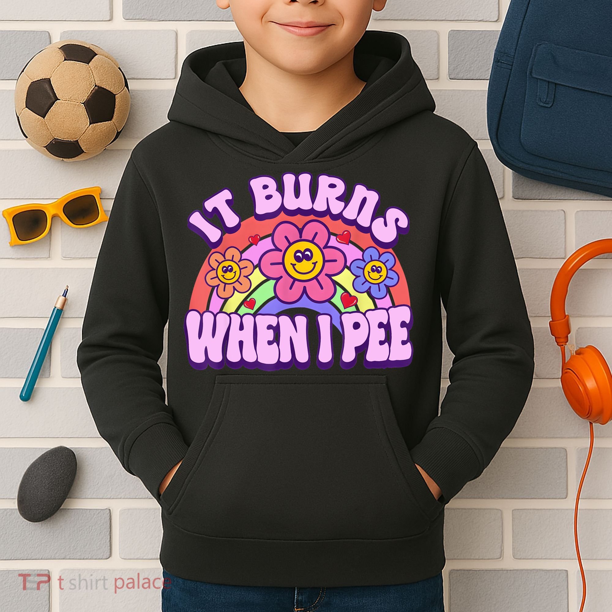 It Burns When I Pee Funny Sarcastic Ironic Inappropriate Kids Hoodie