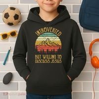 Introverted But Willing To Discuss Jesus Christian Kids Hoodie thumb 2