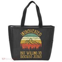 Introverted But Willing To Discuss Jesus Christian Tote Bag thumb 0