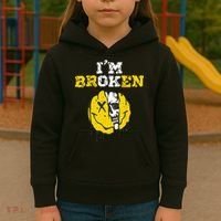 IM Broken Workout Running Invisible Illness Im OK Broken Kids Hoodie thumb 3