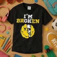IM Broken Workout Running Invisible Illness Im OK Broken Kids T-Shirt thumb 3