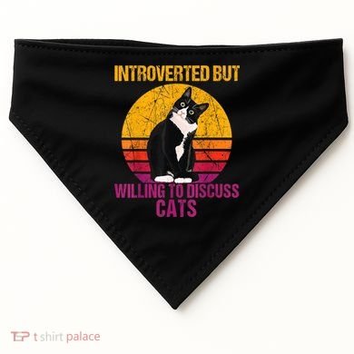 Introverted But Willing To Discuss Cats USA-Made Doggie Bandana