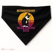 Introverted But Willing To Discuss Cats USA-Made Doggie Bandana thumb 0