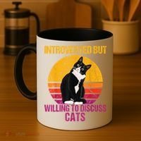 Introverted But Willing To Discuss Cats Coffee Mug thumb 4