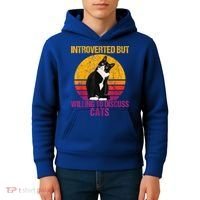 Introverted But Willing To Discuss Cats Kids Hoodie thumb 4