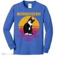 Introverted But Willing To Discuss Cats Kids Long Sleeve Shirt thumb 0