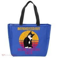 Introverted But Willing To Discuss Cats Tote Bag thumb 0