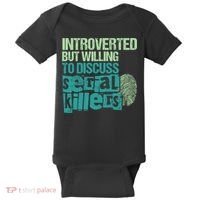 Introverted But Willing To Discuss Serial Killers True Crime Baby Bodysuit thumb 0