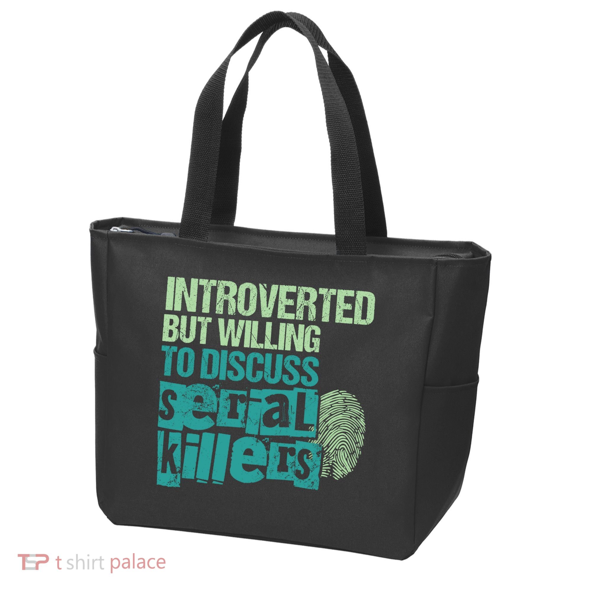 Introverted But Willing To Discuss Serial Killers True Crime Tote Bag