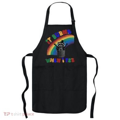 It Burns When I Pee Funny Racoon Meme Rainbow Saying Humor Apron