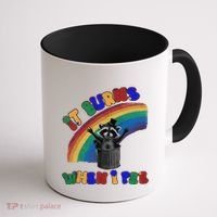 It Burns When I Pee Funny Racoon Meme Rainbow Saying Humor Coffee Mug thumb 1