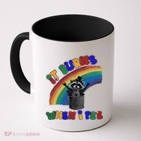 It Burns When I Pee Funny Racoon Meme Rainbow Saying Humor Coffee Mug thumb 0