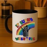 It Burns When I Pee Funny Racoon Meme Rainbow Saying Humor Coffee Mug thumb 4