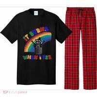 It Burns When I Pee Funny Racoon Meme Rainbow Saying Humor Pajama Set thumb 0
