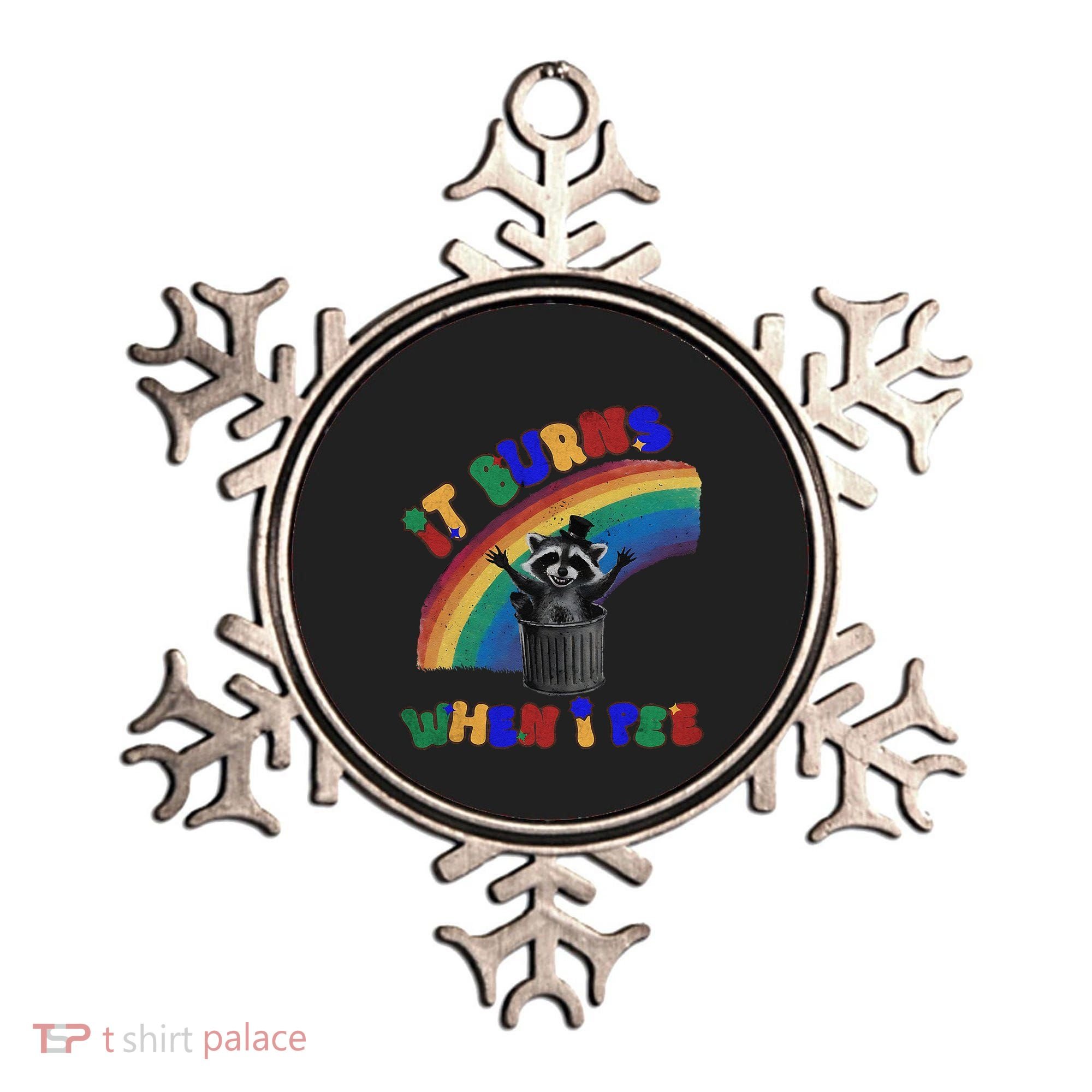 It Burns When I Pee Funny Racoon Meme Rainbow Saying Humor Ornament