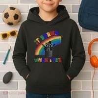 It Burns When I Pee Funny Racoon Meme Rainbow Saying Humor Kids Hoodie thumb 2