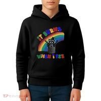 It Burns When I Pee Funny Racoon Meme Rainbow Saying Humor Kids Hoodie thumb 4