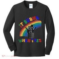It Burns When I Pee Funny Racoon Meme Rainbow Saying Humor Kids Long Sleeve Shirt thumb 0