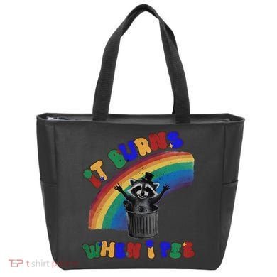 It Burns When I Pee Funny Racoon Meme Rainbow Saying Humor Tote Bag