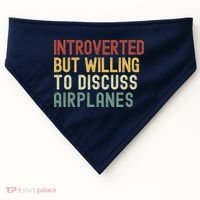 Introverted But Willing To Discuss Airplanes Funny Aviation Airplane Lover USA-Made Doggie Bandana thumb 0