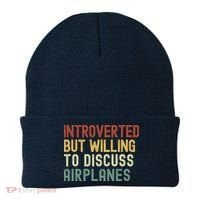 Introverted But Willing To Discuss Airplanes Funny Aviation Airplane Lover Beanie thumb 0