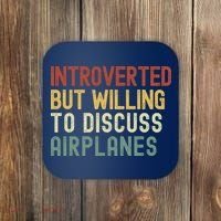 Introverted But Willing To Discuss Airplanes Funny Aviation Airplane Lover Coaster thumb 0