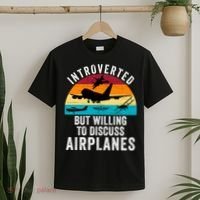Introverted But Willing To Discuss Airplanes Funny Aviation Funny Pilot T-Shirt thumb 2